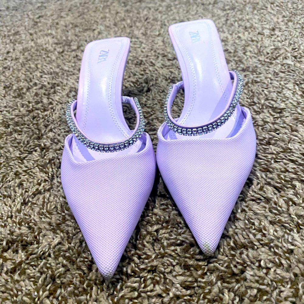 Zara Lavender mules. Worn for a few hours.